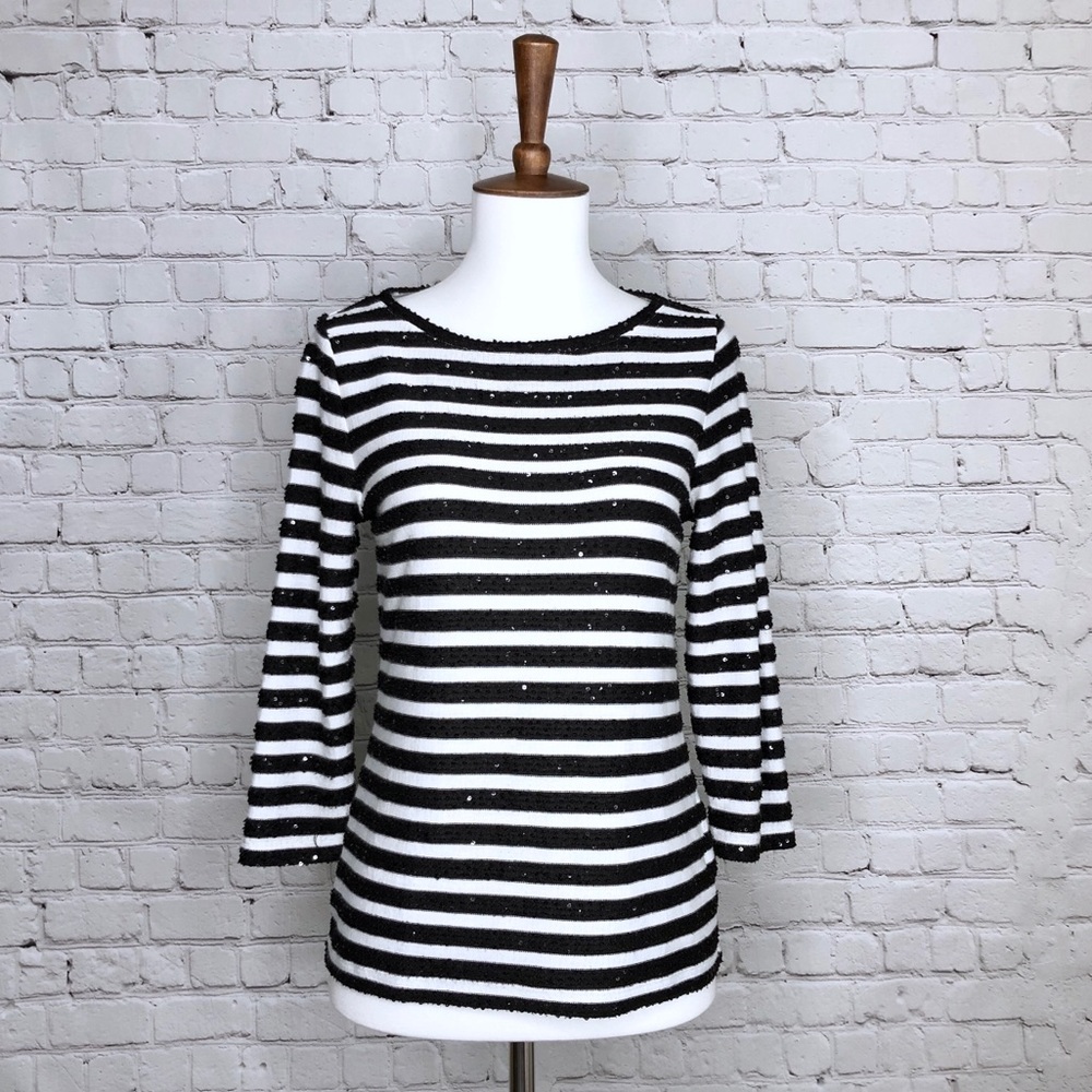 Talbots Striped Sequin Sweater